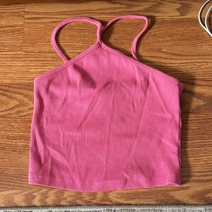 Zara Pink Ribbed Crop Top